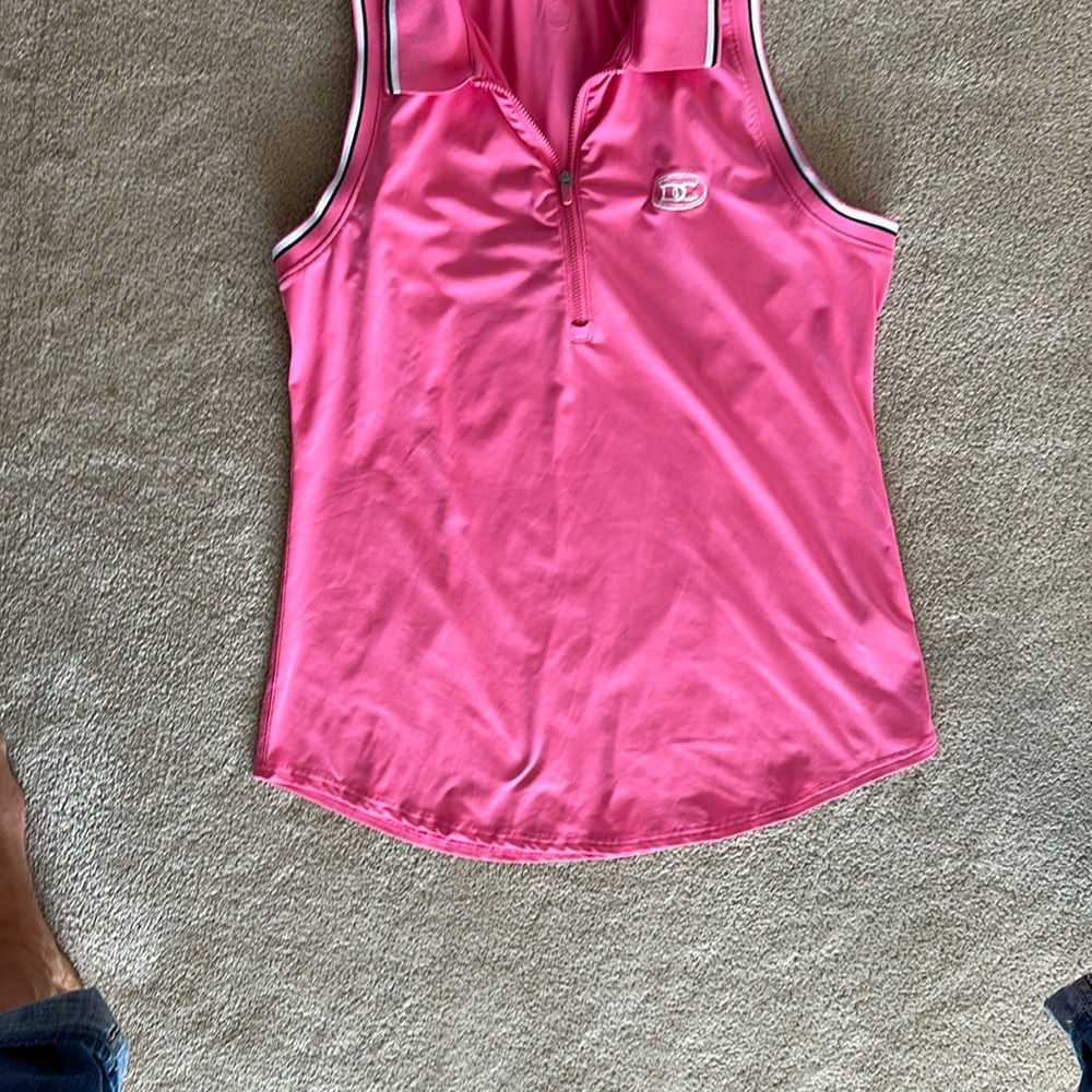 Jofit Pink Sleeveless Fitted Polo Tank Top